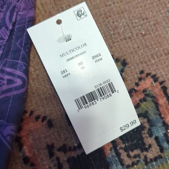 Men's AC/DC Rock Band Elastic Waist Printed Swim Shorts - Dark Purple - Picture 4 of 7